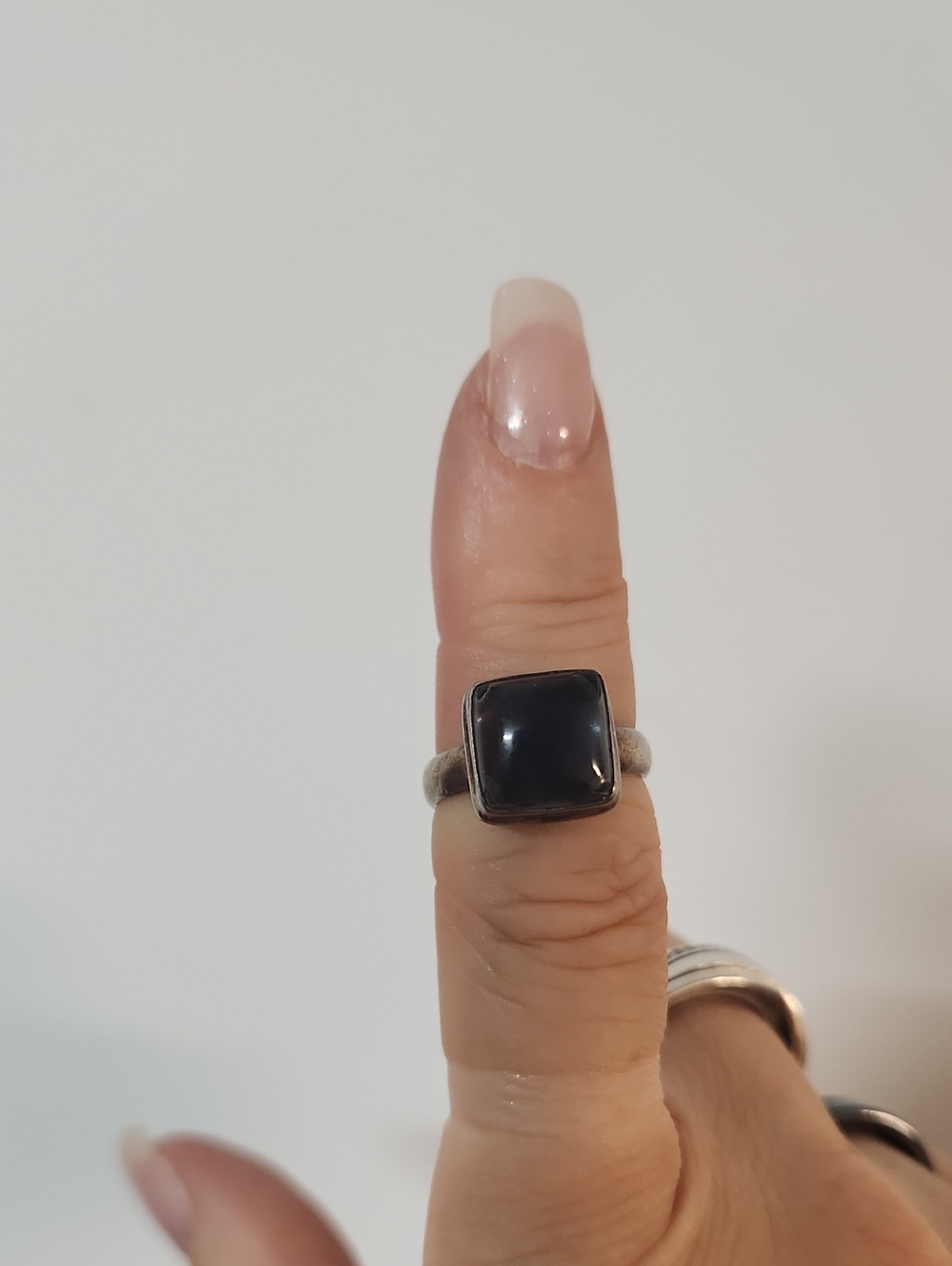Moonstone/Bluish Square Sterling Silver Ring -Size 5